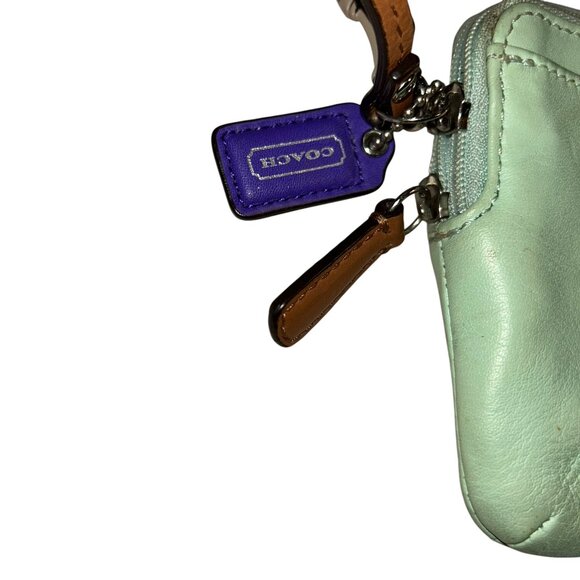 coach SPRING aqua sea glass leather zip checkbook wallet - Picture 2 of 7